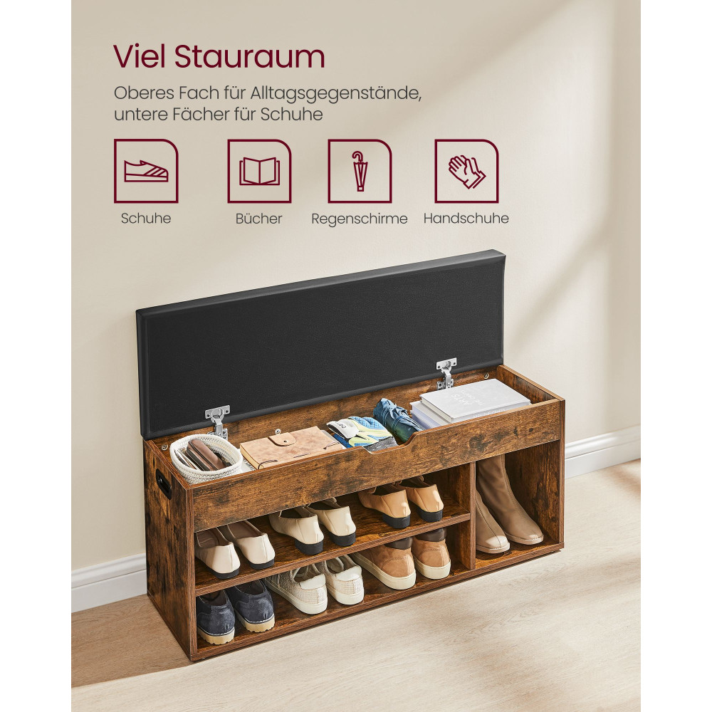 Produktbild för Shoe Bench Yellowish Brown 100x30x44cm