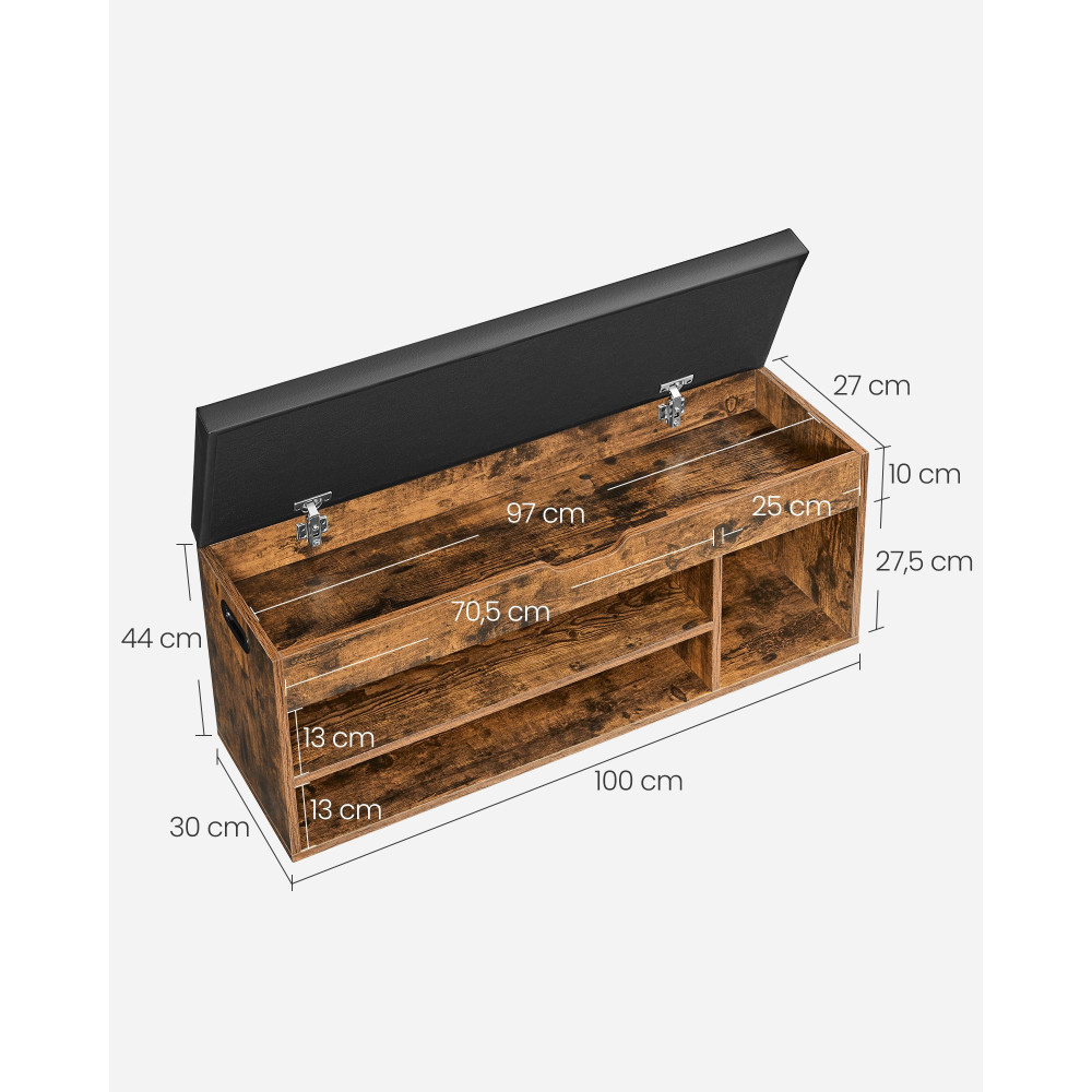 Produktbild för Shoe Bench Yellowish Brown 100x30x44cm