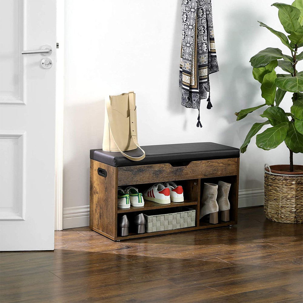 Produktbild för Shoe Bench X: Antique, Black Mat 80x44x30cm
