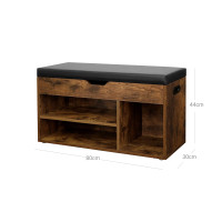 Produktbild för Shoe Bench X: Antique, Black Mat 80x44x30cm