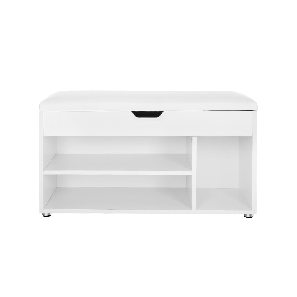 Produktbild för Shoe Bench White, White Mat 80x44x30cm