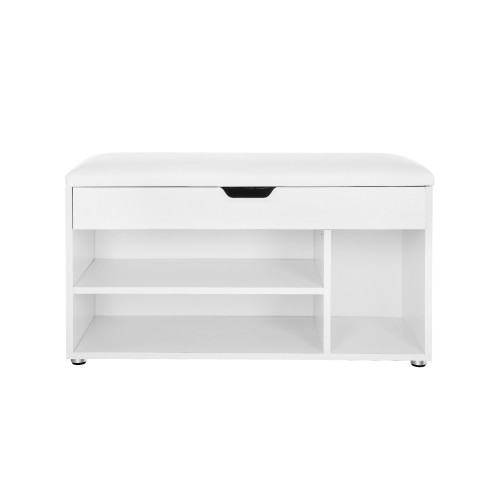 VASAGLE Shoe Bench White, White Mat 80x44x30cm