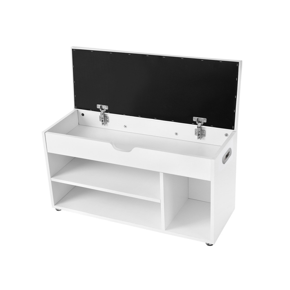 Produktbild för Shoe Bench White, White Mat 80x44x30cm