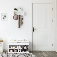 Produktbild för Shoe Bench White, White Mat 80x44x30cm