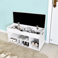 Produktbild för Shoe Bench White, White Mat 80x44x30cm