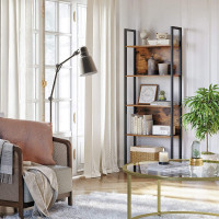 Produktbild för Ladder Shelves Rustic Brown, Black 62x24x165cm