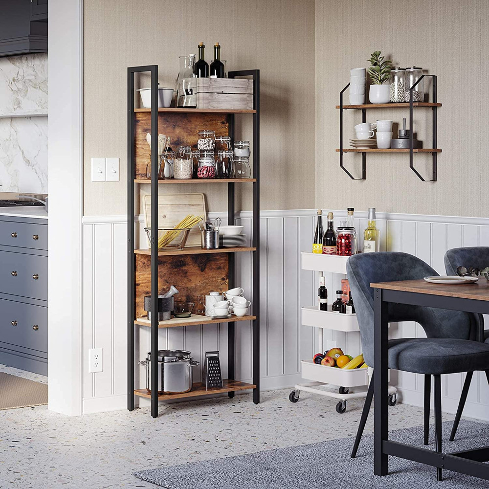 Produktbild för Ladder Shelves Rustic Brown, Black 62x24x165cm