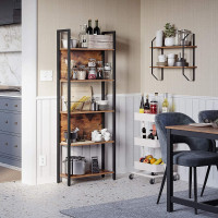 Produktbild för Ladder Shelves Rustic Brown, Black 62x24x165cm