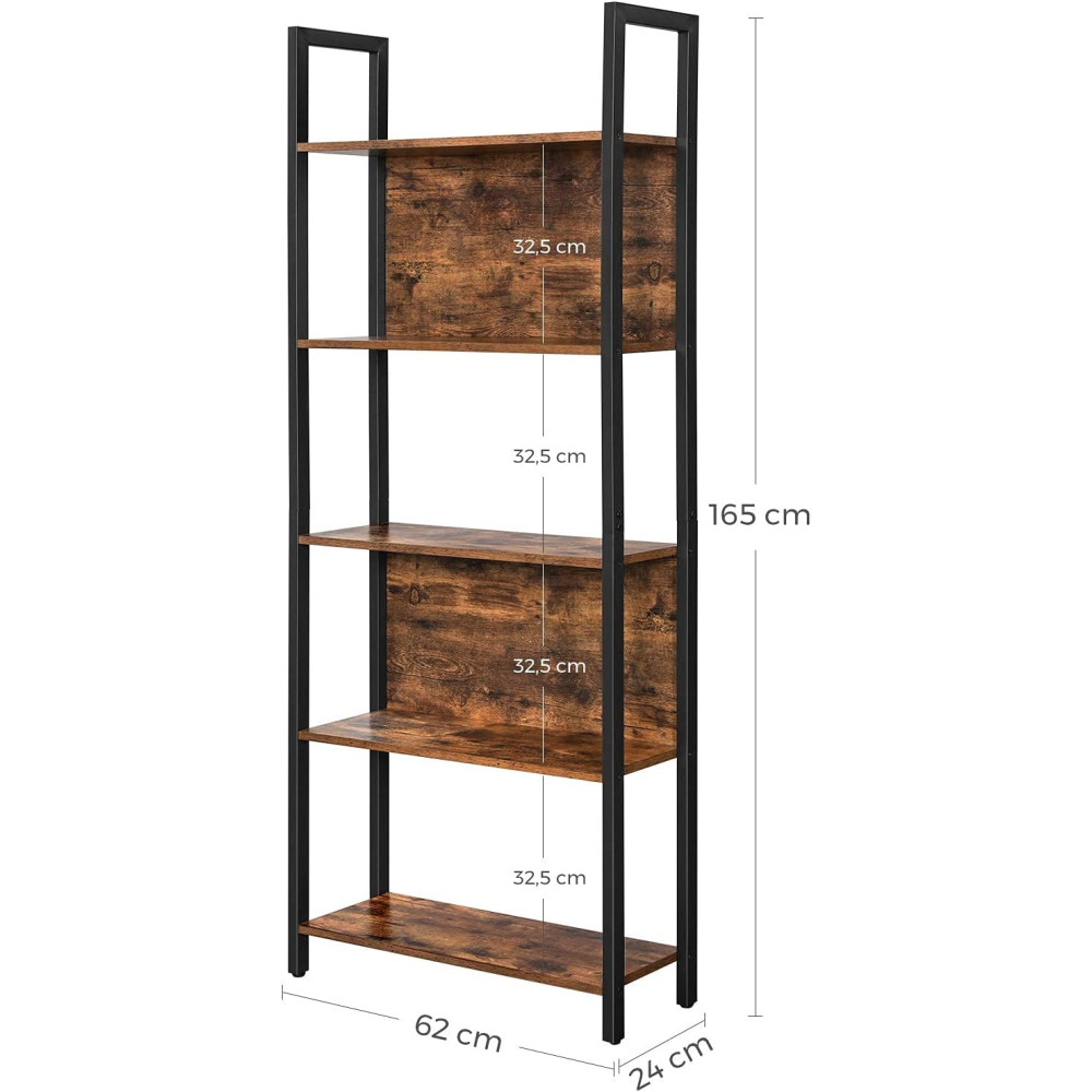 Produktbild för Ladder Shelves Rustic Brown, Black 62x24x165cm