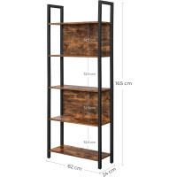 Produktbild för Ladder Shelves Rustic Brown, Black 62x24x165cm