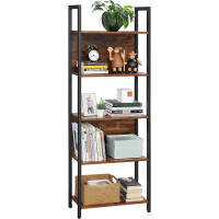Produktbild för Ladder Shelves Rustic Brown, Black 62x24x165cm
