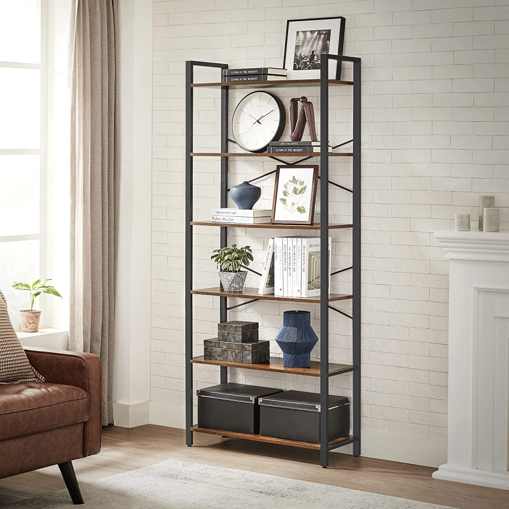 Produktbild för Ladder Shelf Black, Retro Color 80x30x184cm