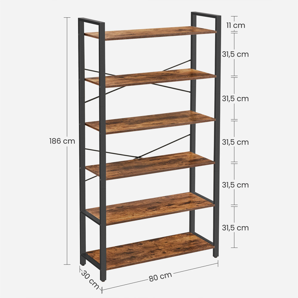 Produktbild för Ladder Shelf Black, Retro Color 80x30x184cm