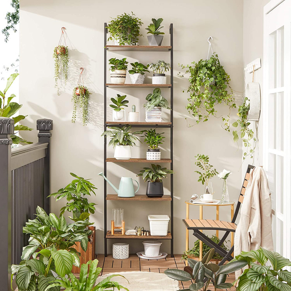 Produktbild för Ladder Shelf Black, Antique Color 205x60x30cm