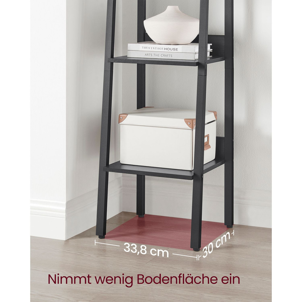 Produktbild för Ladder Shelves Black 34x30x170cm