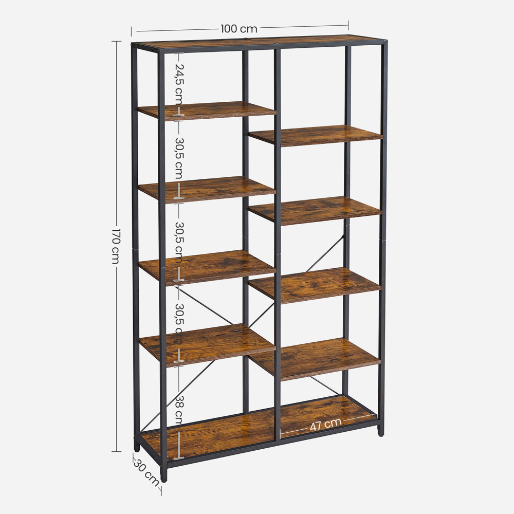 Produktbild för Bookcase Black, Retro Color 100×30×170cm