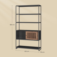 Produktbild för Bookshelf Black 100x35x180cm