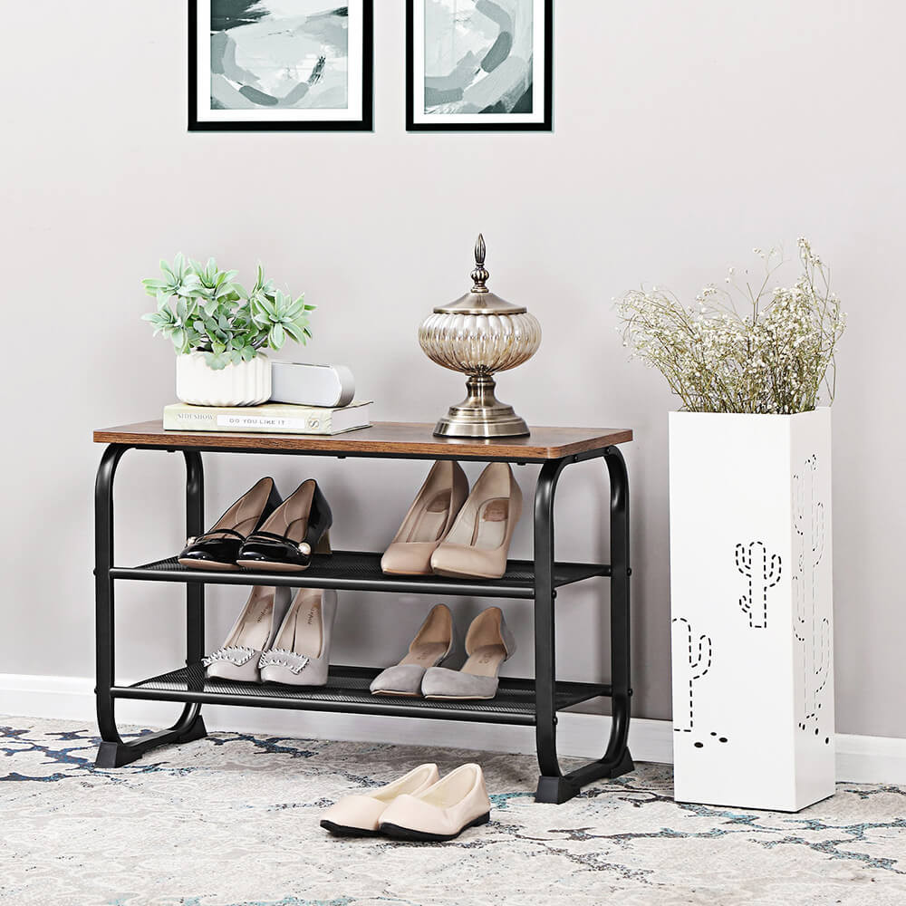 Produktbild för Shoe Bench X: Antique, Black 66x45x30cm