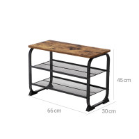 Produktbild för Shoe Bench X: Antique, Black 66x45x30cm