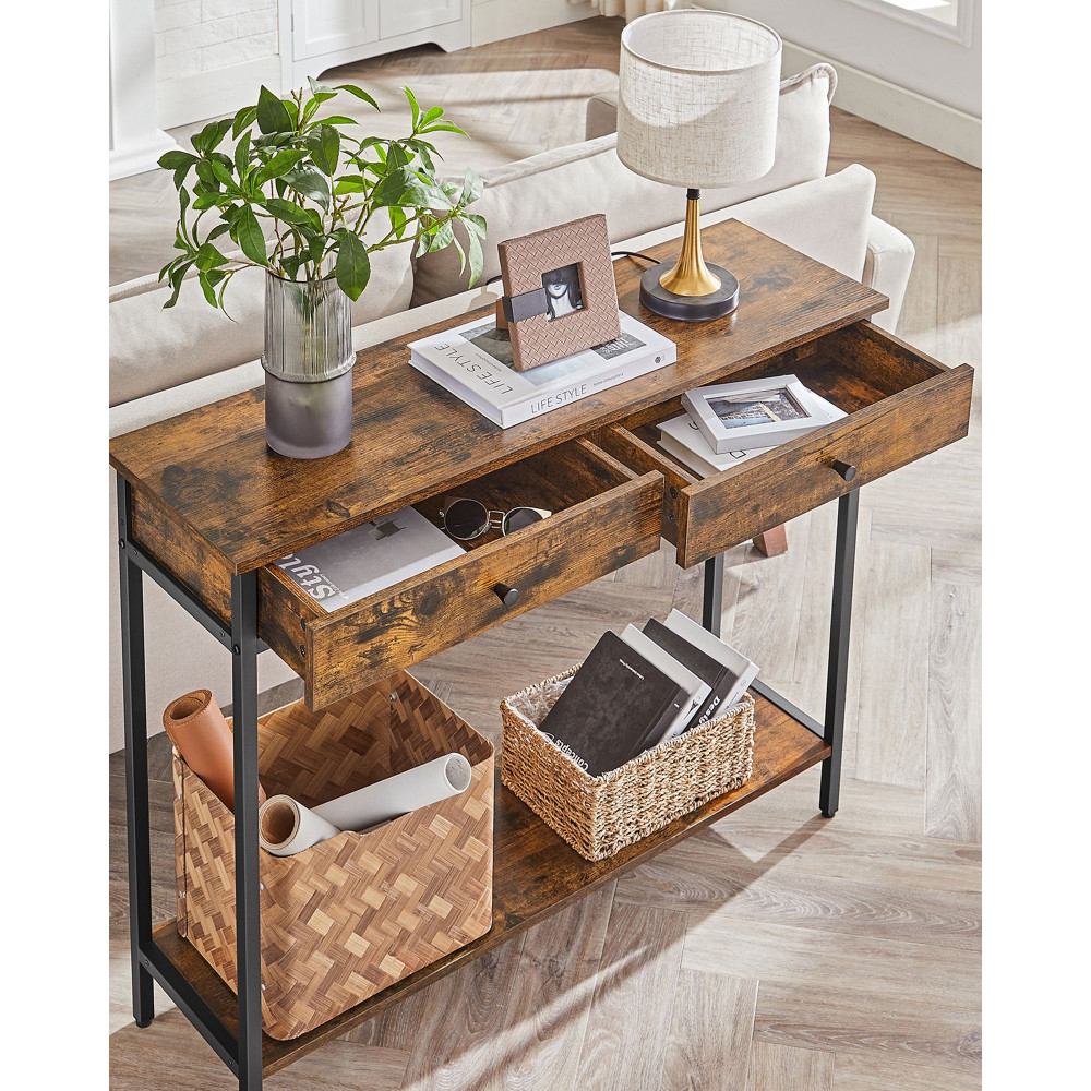 Produktbild för Console Table Vintage Brownblack 100x30x80cm