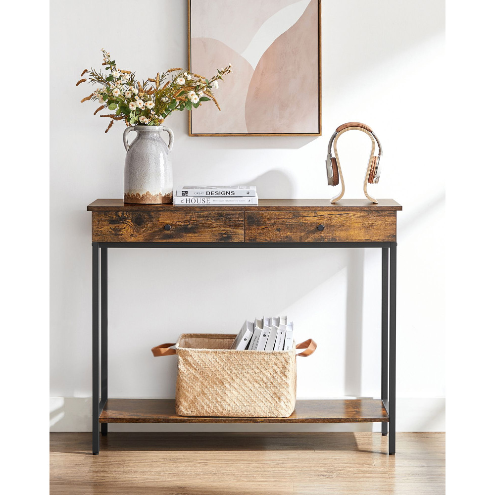 Produktbild för Console Table Vintage Brownblack 100x30x80cm