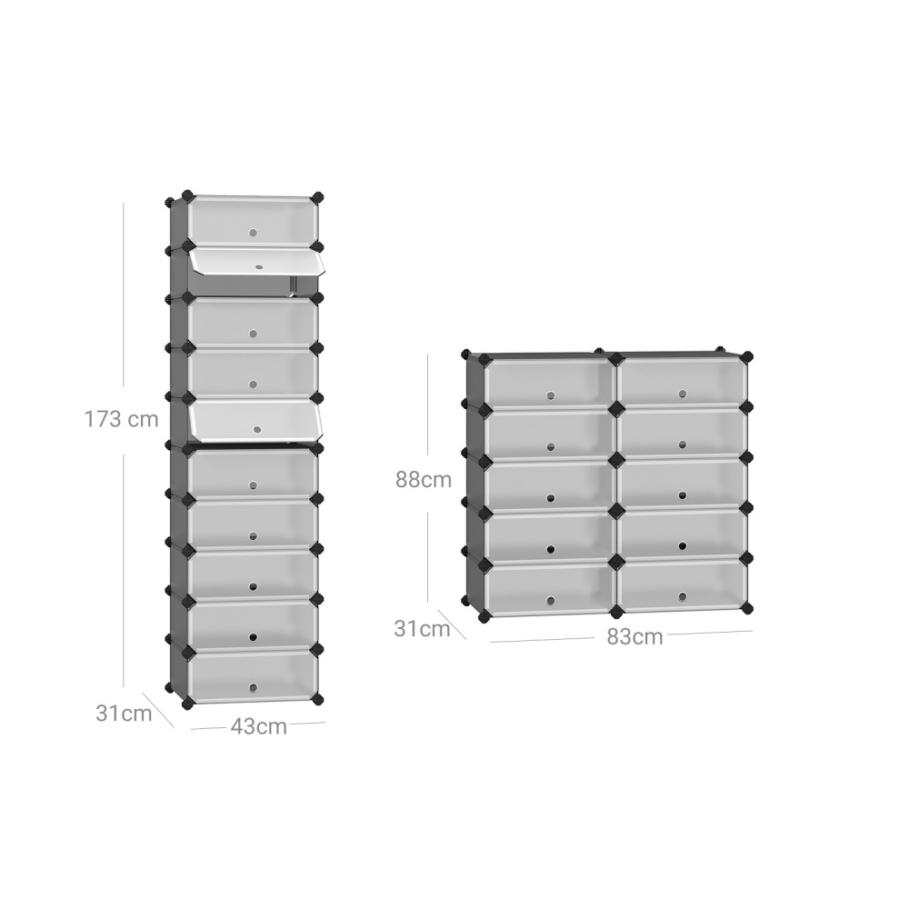 Produktbild för Plastic Cube Storage Grey 43x31x173cm