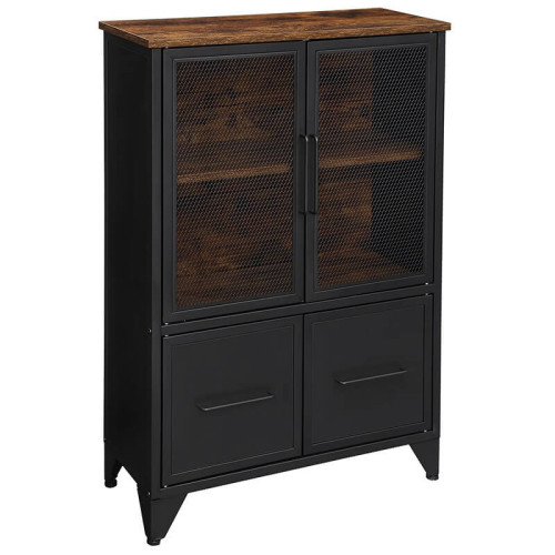 VASAGLE Storage Cabinet Rustic Brown, Black 70x33x100cm