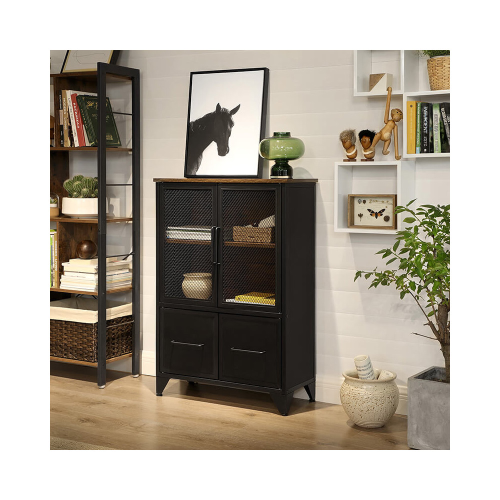 Produktbild för Storage Cabinet Rustic Brown, Black 70x33x100cm