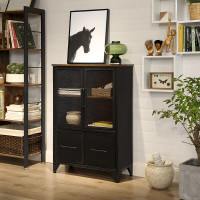Produktbild för Storage Cabinet Rustic Brown, Black 70x33x100cm