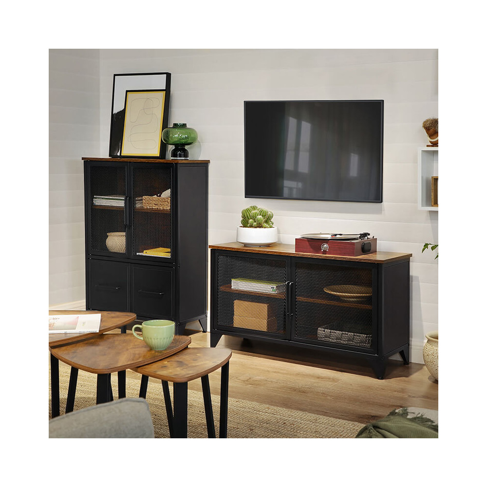 Produktbild för Storage Cabinet Rustic Brown, Black 70x33x100cm