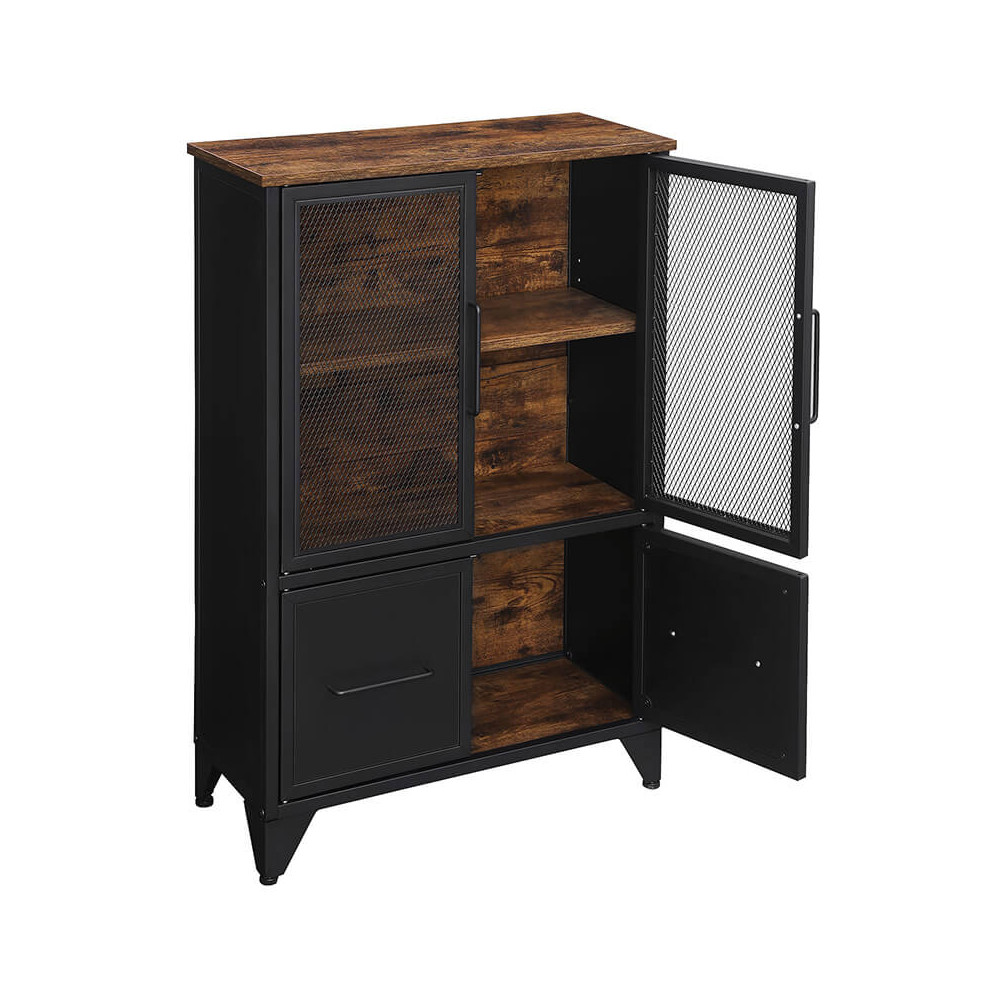 Produktbild för Storage Cabinet Rustic Brown, Black 70x33x100cm