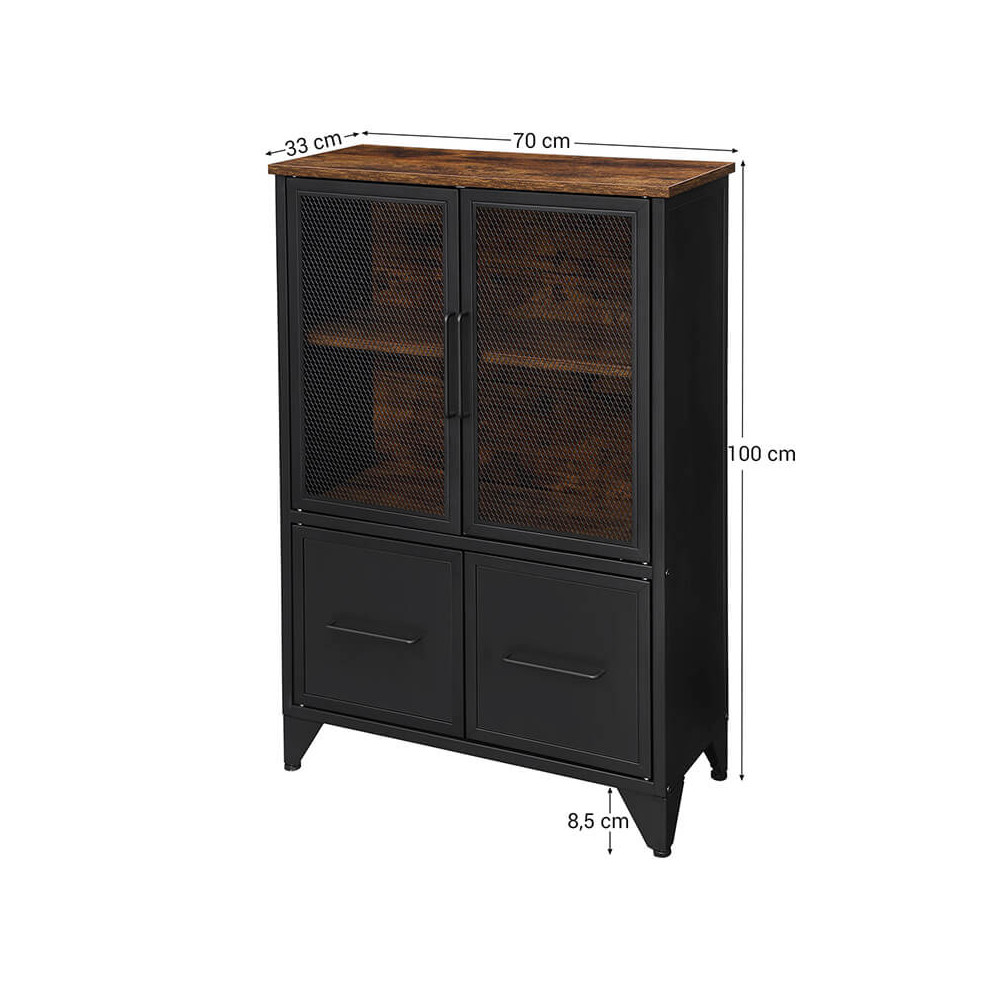 Produktbild för Storage Cabinet Rustic Brown, Black 70x33x100cm