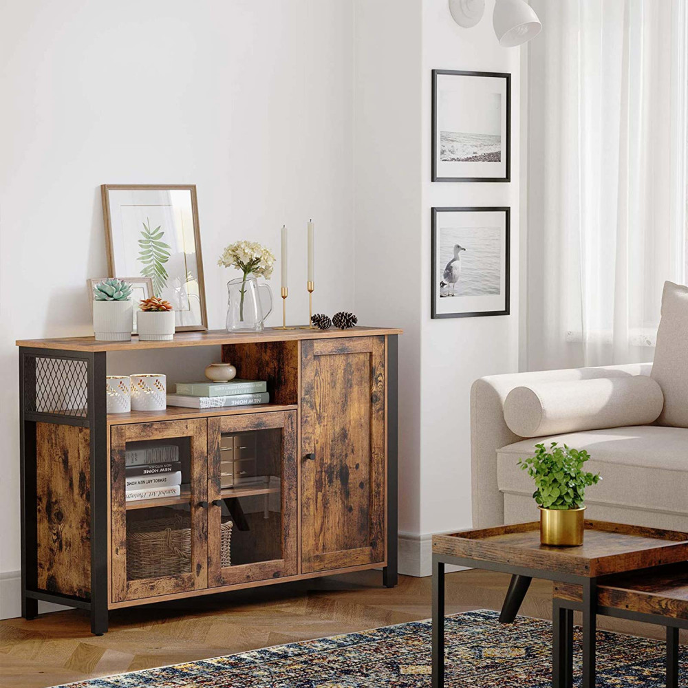 Produktbild för Storage Cabinets Black, Retro Color 110x33x75cm