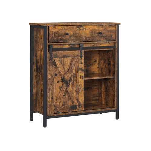 VASAGLE Storage Cabinet Black, Retro Color 70x30x80cm