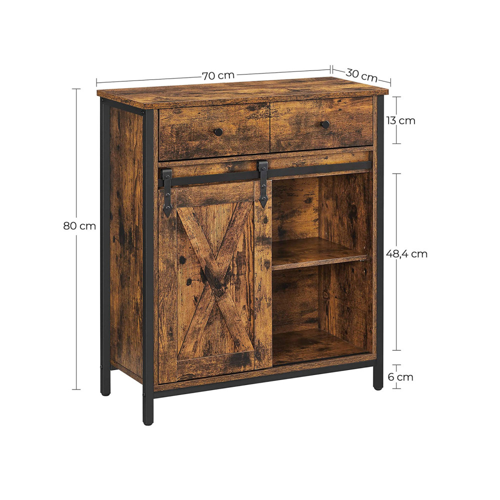 Produktbild för Storage Cabinet Black, Retro Color 70x30x80cm