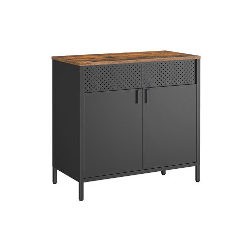 Songmics Storage Cabinet Black, Retro Color 80x40x76cm