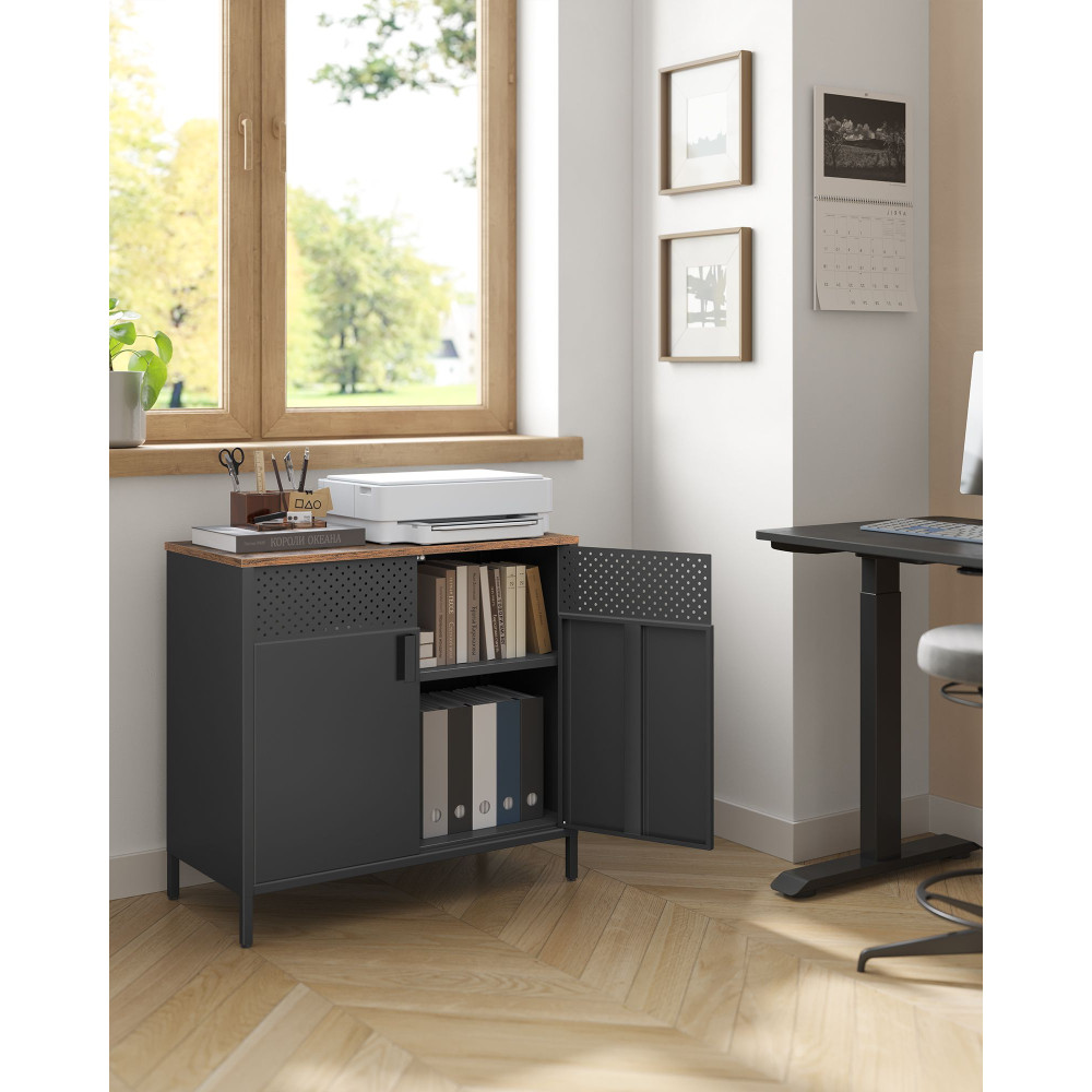 Produktbild för Storage Cabinet Black, Retro Color 80x40x76cm