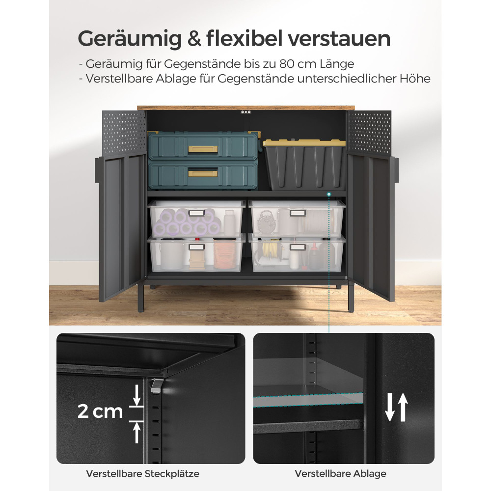 Produktbild för Storage Cabinet Black, Retro Color 80x40x76cm