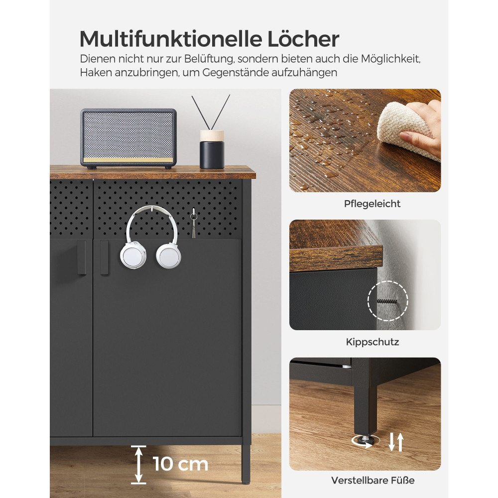Produktbild för Storage Cabinet Black, Retro Color 80x40x76cm