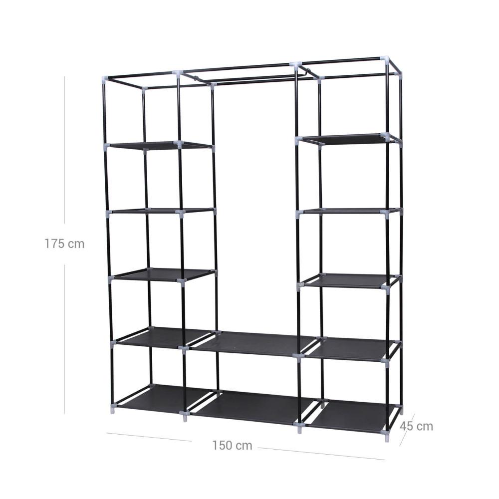 Produktbild för Wardrobe Black 150x45x175cm