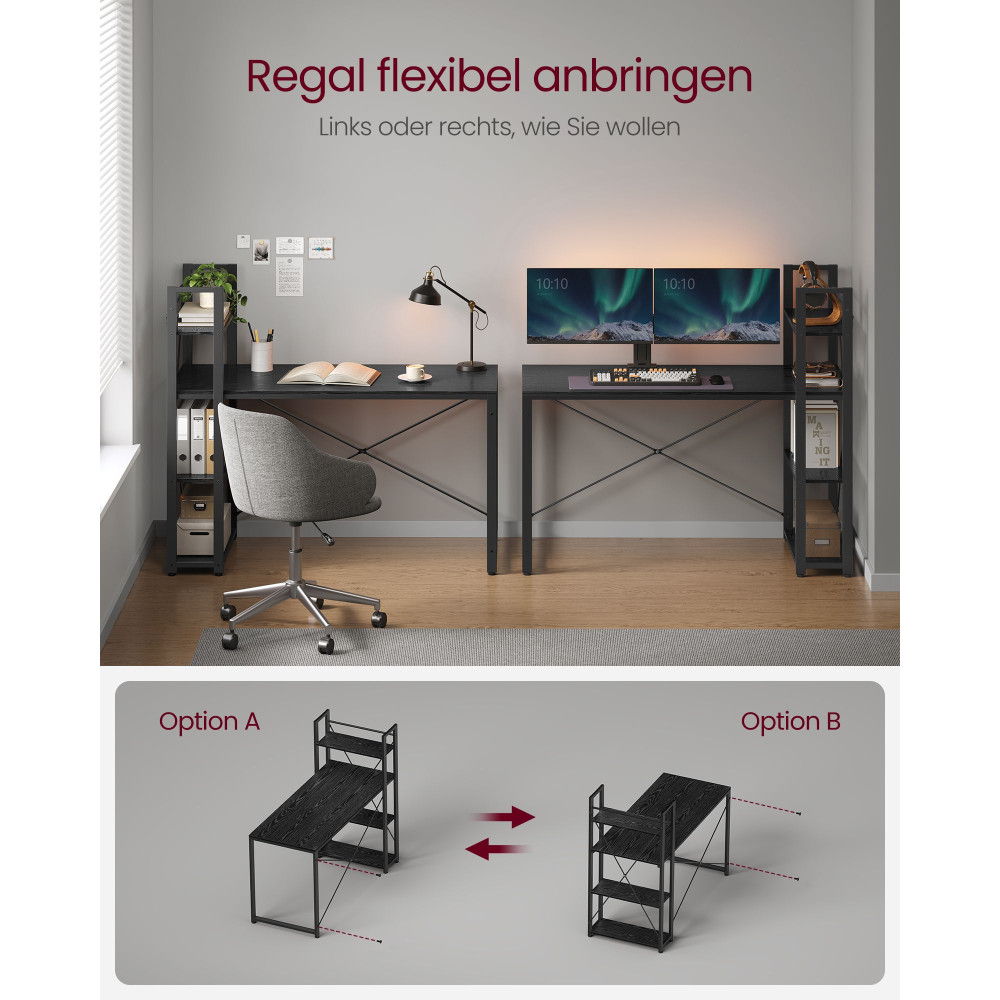 Produktbild för Computer Desk Black 137x60x119cm