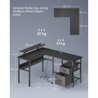 Produktbild för Computer Desk Black 150x120x89cm