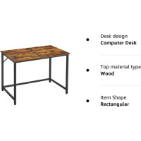 Produktbild för Computer Desk Rustic Brown, Black 100x50x76cm