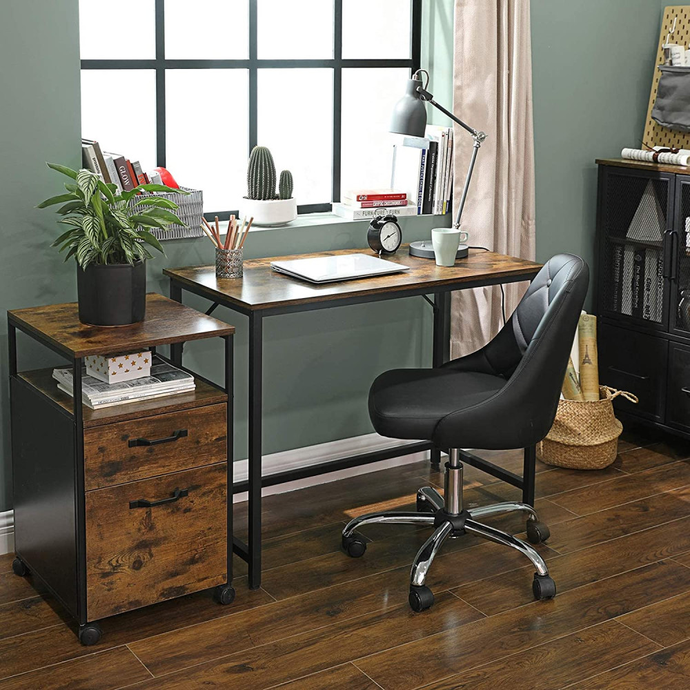 Produktbild för Computer Desk Rustic Brown, Black 100x50x76cm