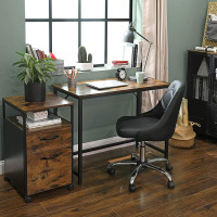 Produktbild för Computer Desk Rustic Brown, Black 100x50x76cm