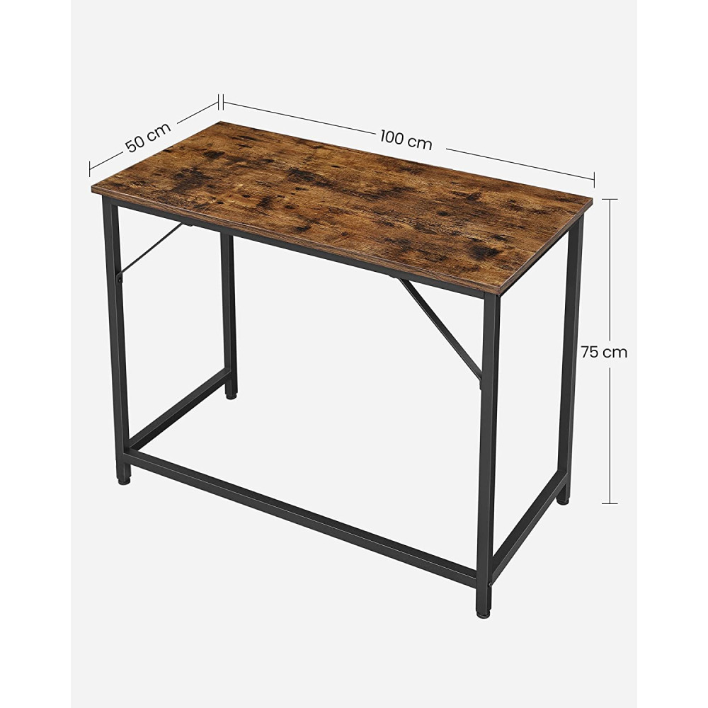 Produktbild för Computer Desk Rustic Brown, Black 100x50x76cm