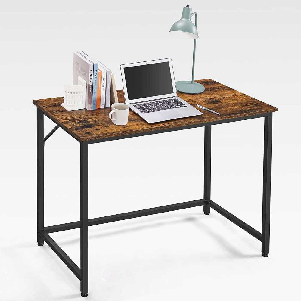 Produktbild för Computer Desk Rustic Brown, Black 100x50x76cm