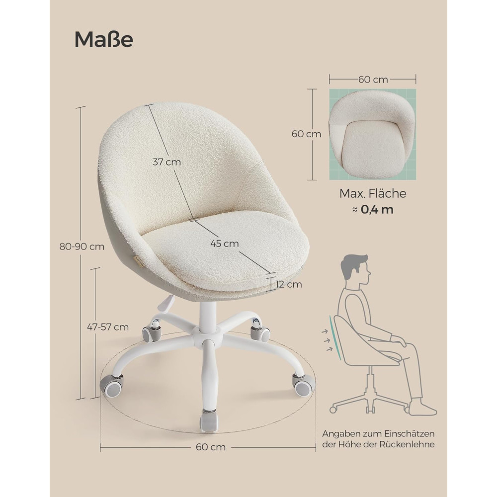 Produktbild för Office Chair Milky Coffee Color 56x60x83/93