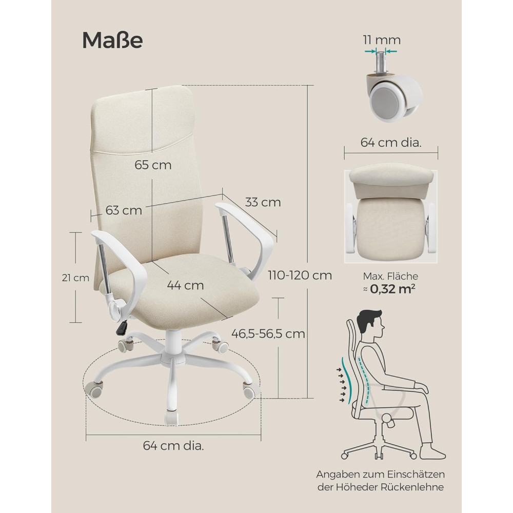 Produktbild för Office Chair Milky Coffee Color 58×59×(115-123)cm