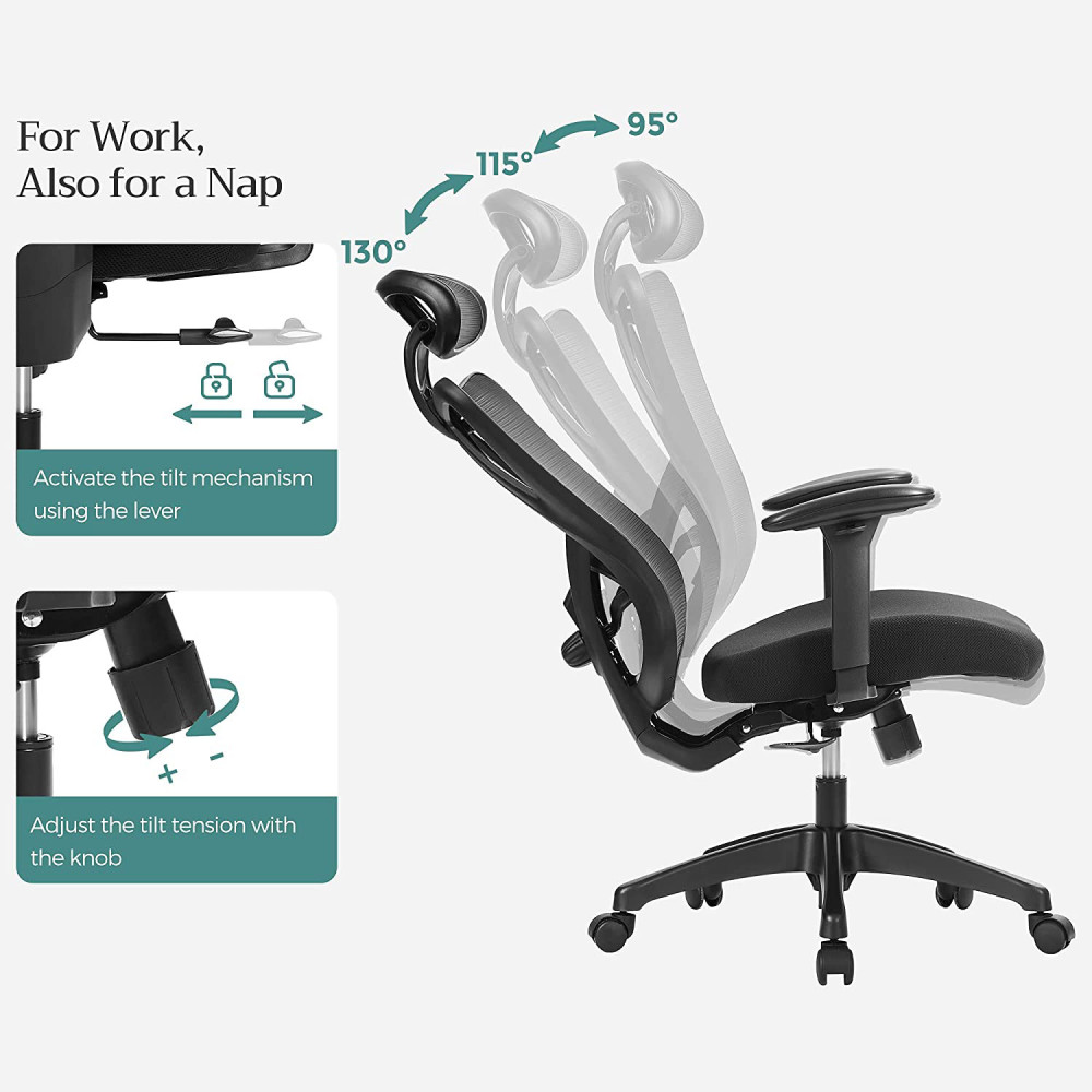 Produktbild för Office Chair Black 70×71×(114-124)cm